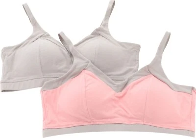Rhonda Shear 2Pc Cotton-Blend Bra Back Closure POWDER PINK GRAY M NWOT (725) - Image 1 of 4