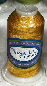 New Thread Art Thread 600 Meter 100% Spun Polyester #124 Old Gold - Picture 1 of 2