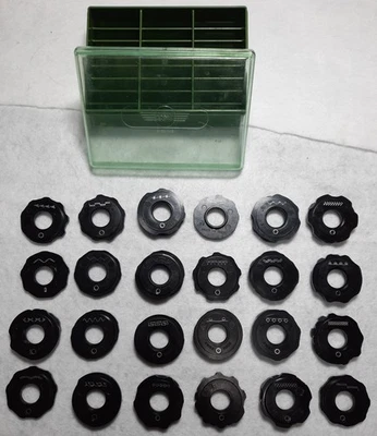 Elna Sewing Machine 24 Stitch Discs Pattern Cams with Swiss Made Case - Image 1 of 4