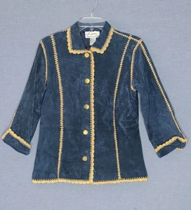 Vintage LINEA by LOUIS DELL'OLIO Jacke Wildleder Echtleder blau Gr. S - Bild 1 von 14