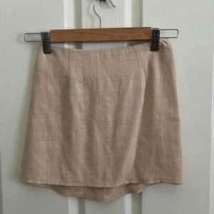 Quitte beige Skort Damen 8 europäisches Leinen Stretch elastische Taille seitlicher Reißverschluss neu mit Etikett - Bild 1 von 5