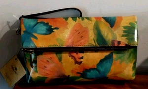 NEU Patricia Nash Valerie Leder Handgelenktasche Clutch in Aquarell Schmetterlinge Neu mit Etikett - Bild 1 von 5