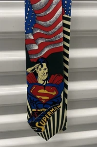 Corbata de vestir Christian Armand para hombre talla 60” seda Superman corbata patriótica DC Comics - Imagen 1 de 4