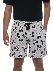 Mens Disney Mickey Mouse Pajama Sleep Shorts Gray Black Pockets - Picture 1 of 7