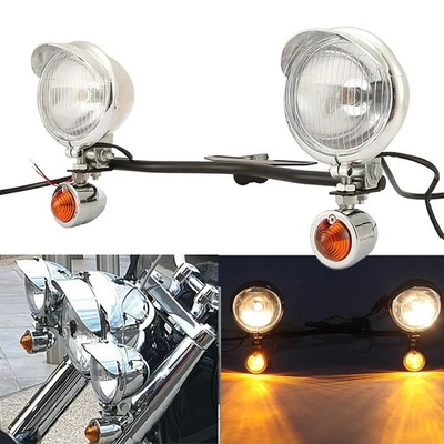 Front Passing Turn Signals Light Bar For Yamaha Road Star XV1700A XVZ1300A Foto 1 de 4