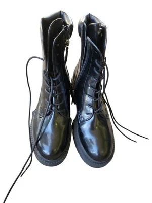Coach Glossy Black Combat Boots Size 6.5B - Image 1 of 4