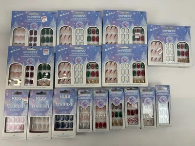 Kiss imPRESS Manicure Red French Green White Holiday Christmas Nails Set LOT - Image 1 of 4