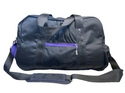 ATHLETA Warm Up Gym Yoga Duffle BAG Large Black w/ Purple Trim EUC - Image 1 of 4