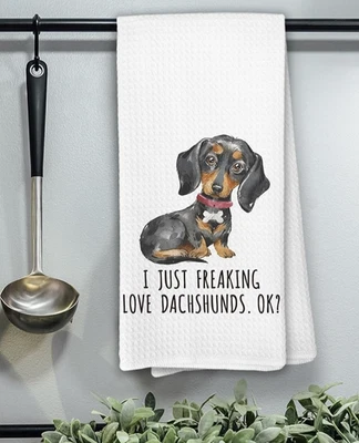 PACK DE 2 ~ Dachshund, Amante de los Perros Tejido de Gofres Cocina Té Toallas de Mano Baño Foto 1 de 2