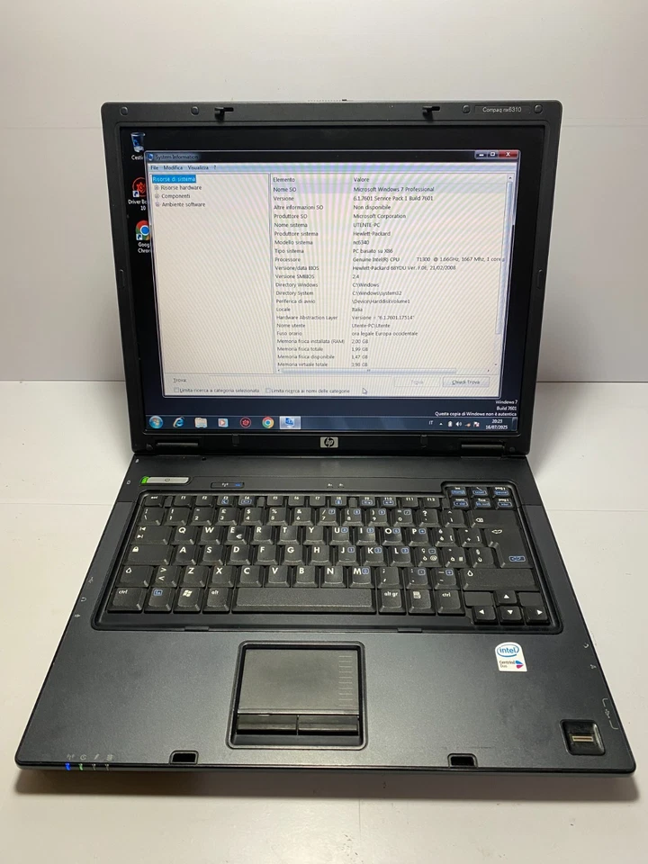 Netbook HP Compaq NX6310 Intel T1300 2GB ram 15 pollici Buono Stato - Immagine 1 di 4