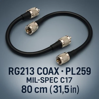 MAGNUM 2 Pz Cavo RG213U 80cm. con PL259 • Per Rosmetro Accordatore Amplificatore HF