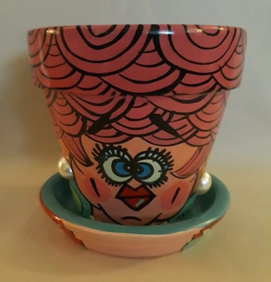 Juego de maceta y platillo pintado Anita Vacation Desk Top Divas SASS-ITUDE Foto 1 de 4