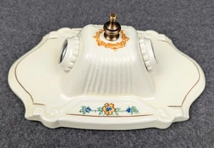 Restored PORCELIER Porcelain 2-Bulb Ceiling Light Fixture, Rewired - Picture 1 of 8