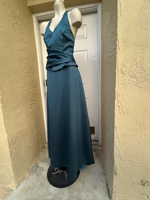 Винтажный Alfred Angelo размер 12, Y2K, бирюзовый выпускного вечера, вечер, подружки невесты 3 ПК платье - Изображение 1 из 4