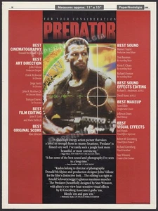 PREDATOR - Orig. 1988 Trade AD / FYC award promo / poster_ Arnold Schwarzenegger - Picture 1 of 1