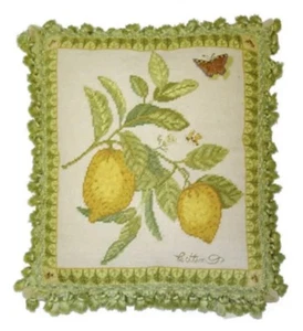 Lemons With Butterfly 19” x 17” Needlepoint Pillow NWT - Picture 1 of 1
