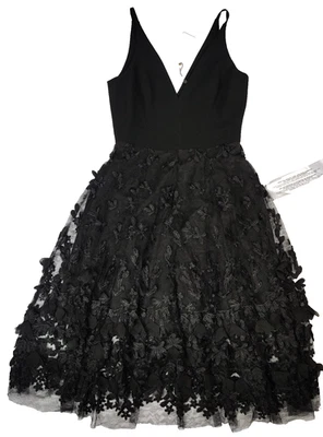 Nuevo con etiquetas Vestido The Population By Anthropologie Darleen Negro Talla Floral Foto 1 de 4