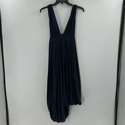 MaxMara 女式丝绸及膝蝴蝶结连衣裙 - 海军蓝/薰衣草色 - 小号 — 第 1/4 张图片