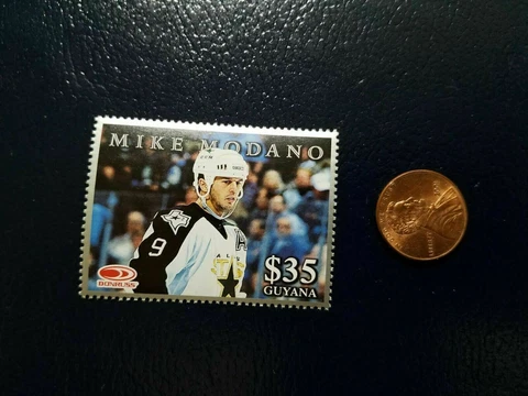 Mike Modano Dallas Stars Donruss Guyana Silver Perforated Stamp WOW Cover