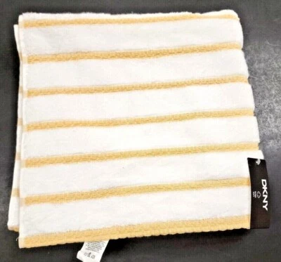NUEVO DKNY AMARILLO, RAYAS BLANCAS 100% ALGODÓN TOALLA DE BAÑO, 2 TOALLAS DE MANO, 4 ROPA DE BAÑO Foto 1 de 4