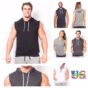 Men's Sleeveless T-Shirt Bodybuilding Muscle Tank Top Gym Casual Fashion Hoodie - Picture 1 of 13