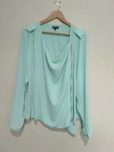 City Chic Green Lightweight Asymmetrical Zip Up Jacket Size XL - Picture 1 of 10