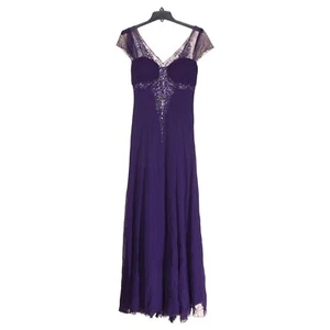 Dave & Johnny Juniors Sz 11/12 Formal Beaded Maxi Dress Cap Sleeve Ruched Bust - Picture 1 of 11