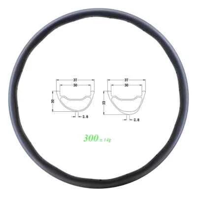 SL 29er MTB XC 自行车 37 毫米宽 20 23 毫米深碳波圈 28H 夹具无内胎 — 第 1/4 张图片