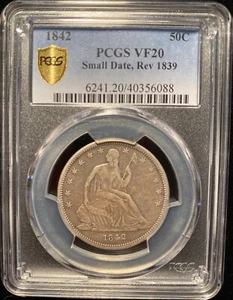 1842 Seated Liberty Half Dollar Transitional; Small Date Reverse Of 1839 PCGS 20 - Picture 1 of 5