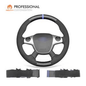 MEWANT Genuine Leather Suede Steering Wheel Cover for Ford Focus Escape C-MAX - Foto 1 di 10