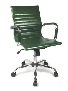 Vintage Retro grün gerippt Kunstleder klassischer Designer Bürostuhl - Bild 1 von 7