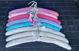 Vintage Padded Satin Lingerie Boudoir Clothes Hangers Colorful Lot of 8 - Picture 1 of 6