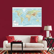 Turkish World Topographical Map Poster Art Printing 5x3ft 7x5ft