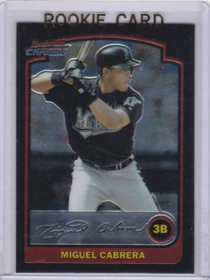 Tarjeta de novato Miguel Cabrera béisbol $$ RC Marlins Tigers Bowman cromo ¡Como nueva! Foto 1 de 2
