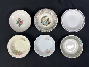 6 Vintage Shabby Floral Romantic Mismatched Dessert Berry Fruit Bowls Lot Set - Picture 1 of 14