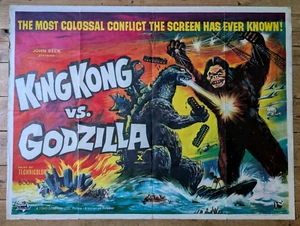 V.RARE - KING KONG vs GODZILLA 1962 - UK QUAD POSTER - Toho Film Monster Movie - Imagen 1 de 24