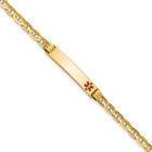 Avariah Solid 14k Yellow Gold Medical Red Enamel Anchor Link Id Bracelet