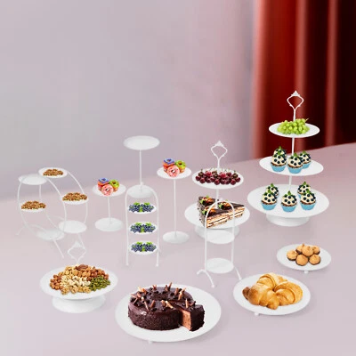 Soporte para pasteles negro redondo exhibición de postres soporte de metal para cupcakes soporte para bocadillos de frutas Foto 1 de 4