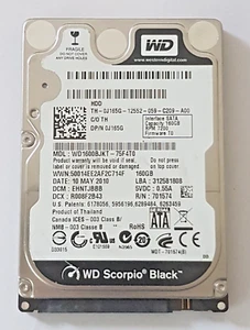 160 GB SATA II Western Digital WD1600BJKT-75F4T0 7200rpm 16MB 2.5 " Hard Drive - Picture 1 of 1