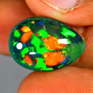 9.27Ct Pear Cab _ 3D Multi Color Playing Natural Welo Black Opal - Picture 1 of 1