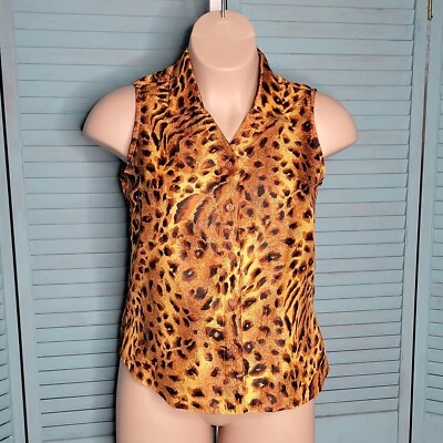 Blusa Camisa Selene Sport Cuello Abotonado ~ Talla L ~ Marrón ~ Sin Mangas Foto 1 de 4