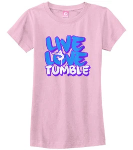 Live Love Tumble Girls Fitted T-Shirt Gymnast Saying Slogan Quote - Picture 1 of 10