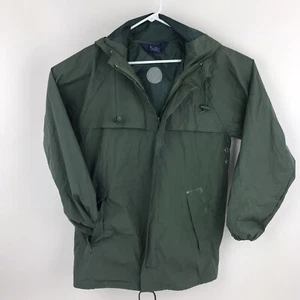 Land’s End Medium Unisex Adult Green Hooded  Raincoat windbreak Sealed Seams - Picture 1 of 12