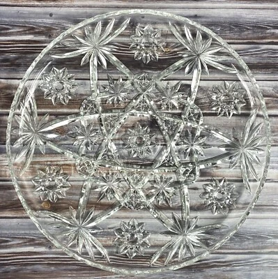 Vintage Anchor Hocking Early American Prescut EAPG - 13.5" Torte Serving Tray - Image 1 of 3