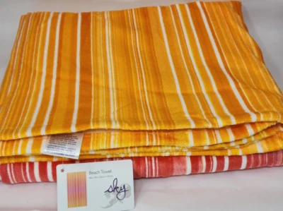 (2) Toallas de playa grandes Sky Ombre a rayas 40" x 70", naranja/rosa/amarillo y blanco Foto 1 de 2