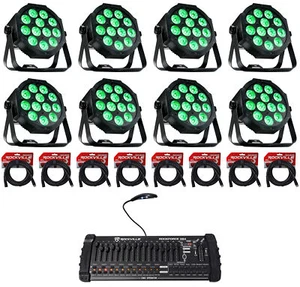 8) Eliminator MEGA 64 PROFILE EP RGB+UV LED Wash Up-Lights+DMX Controller+Cables - Picture 1 of 12