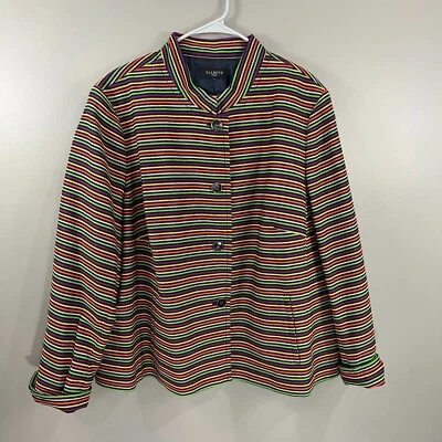 Talbots Woman Plus Size 24W Rainbow Striped Jacket Mandarin Collar Blazer NWOT - Image 1 of 4