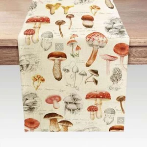 Table Runner Mid Century Modern 72in for Long Table Kitchen Home Décor Mushroom - Picture 1 of 2