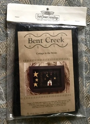 Cottage in the Sticks Primitive Cross Stitch Sampler  KIT - Bent Creek - Fabric+ - Image 1 of 3