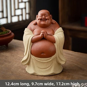 Purple Sand Maitreya Buddha Ornament Handmade Office Home Furnishing Decoration - Picture 1 of 2